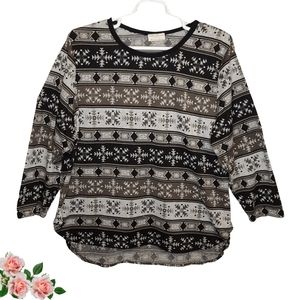 Bobbie Brooks VTG Azteca Tribal Black Gray Tunic Pullover Women's 3X